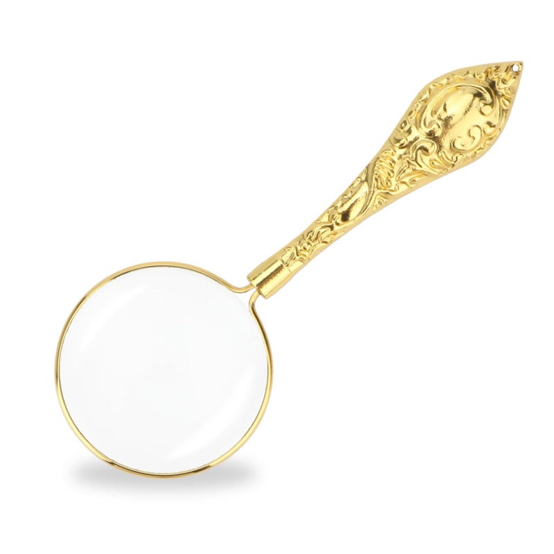 Rongon Small Magnifying Glass Handheld Reading Magnifiers, 5X 45MM Gold Handle Loupe Magnifiers for Close Work, Reading Hobbies, Classroom Science, Inspection and Craftsï¼ˆGold ï¼‰ - Image 1